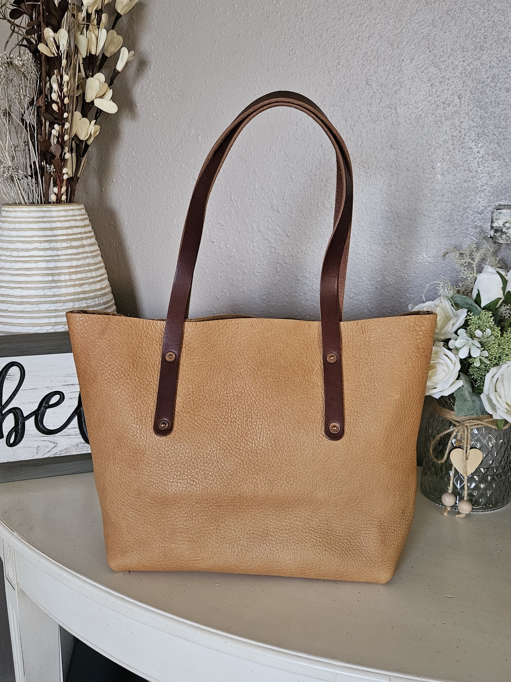 Go Forth Goods Large Avery Tan Leather Tote